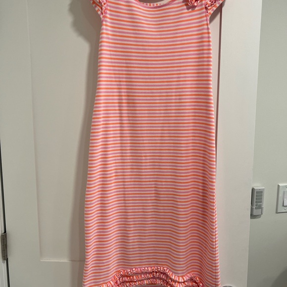 Kate Mack Pink/orange and White Striped Casual Dress size 14 - Picture 1 of 8